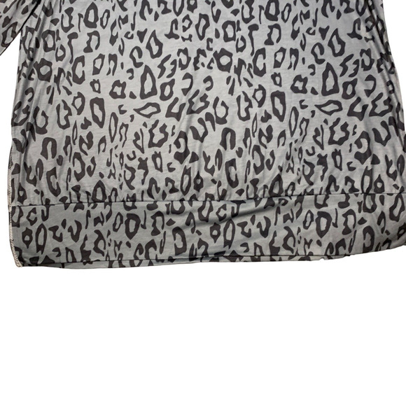 Leopard Print Tunic Long Top Lightweight Black Gray Jersey Fabric Plus 1XL NEW - Picture 4 of 9